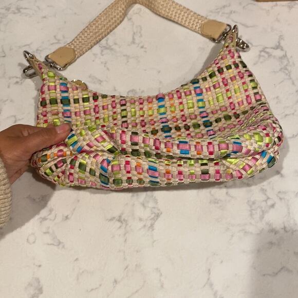 The Sak hobo style woven ribbon handbag Y2K shoulder colorful summer artsy - Picture 5 of 12